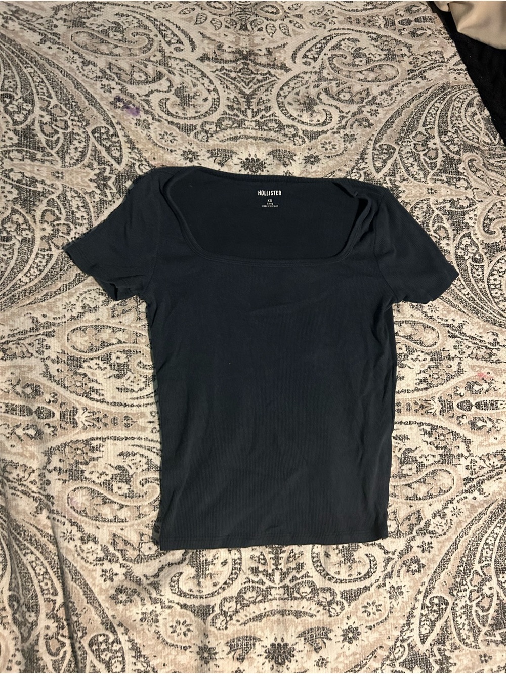 Hollister Women's Square Neck Short Sleeve Top - Charcoal Gray